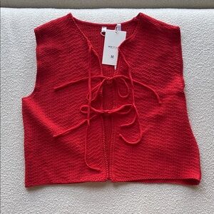 Red Sleeveless Sweater Vest